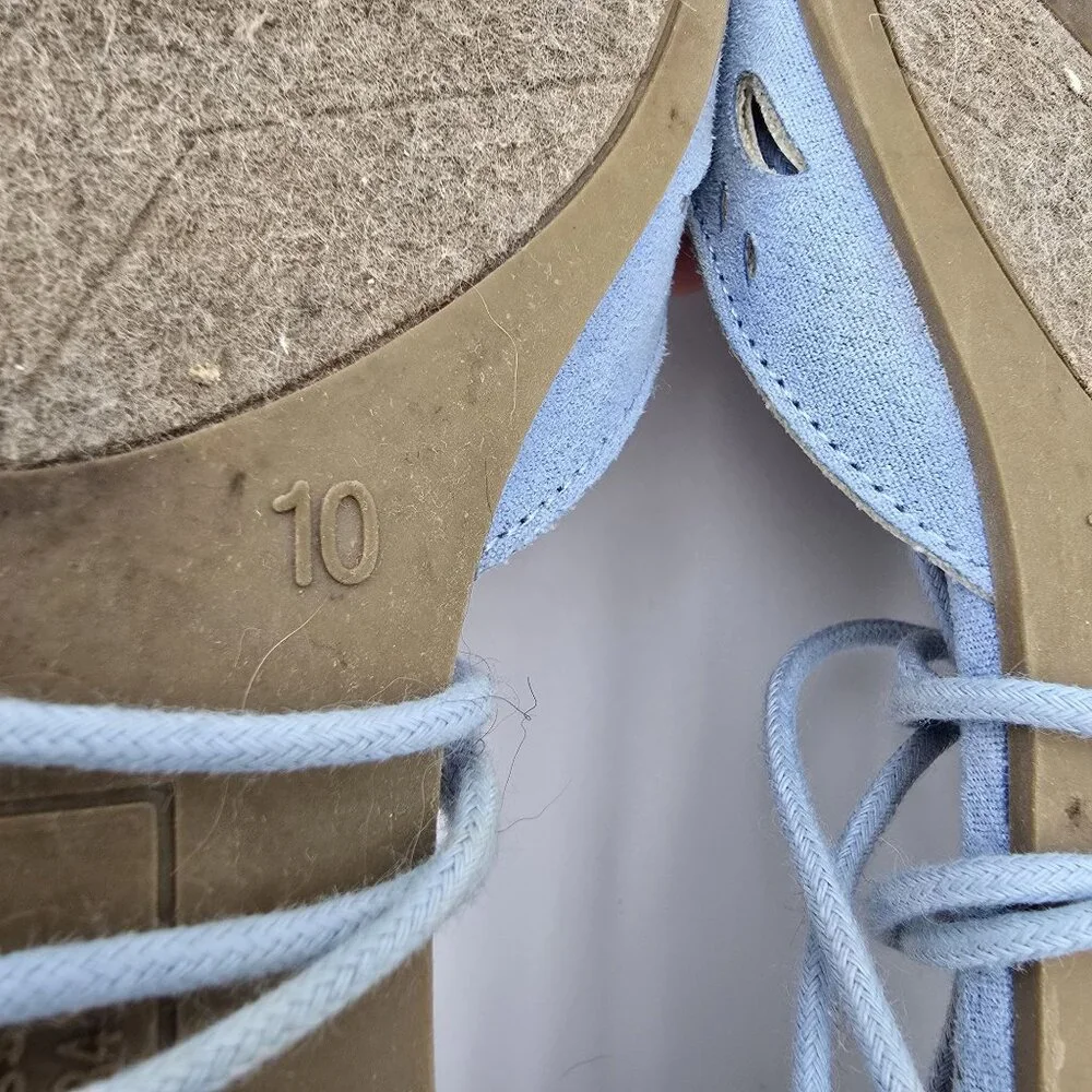 Steve Madden Ghinesa Womens Flats Size 10 Light Blue Suede Lace-Up Pre-Owned - Picture 7 of 7